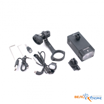«Фонарь передний GACIRON V7D-1600 1600lm,1диод,4режима,Li-аккум,USB,крепление H10,алюм.черный» – №1