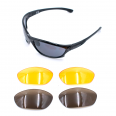 Очки спортивные AMBER GLOW, арт.739979MB-A, оправа черная, линзы серые UV400, запасные линзы: